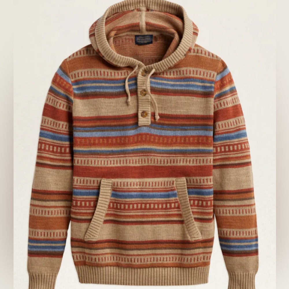 Pendleton medallion cotton knit hoodie size Medium